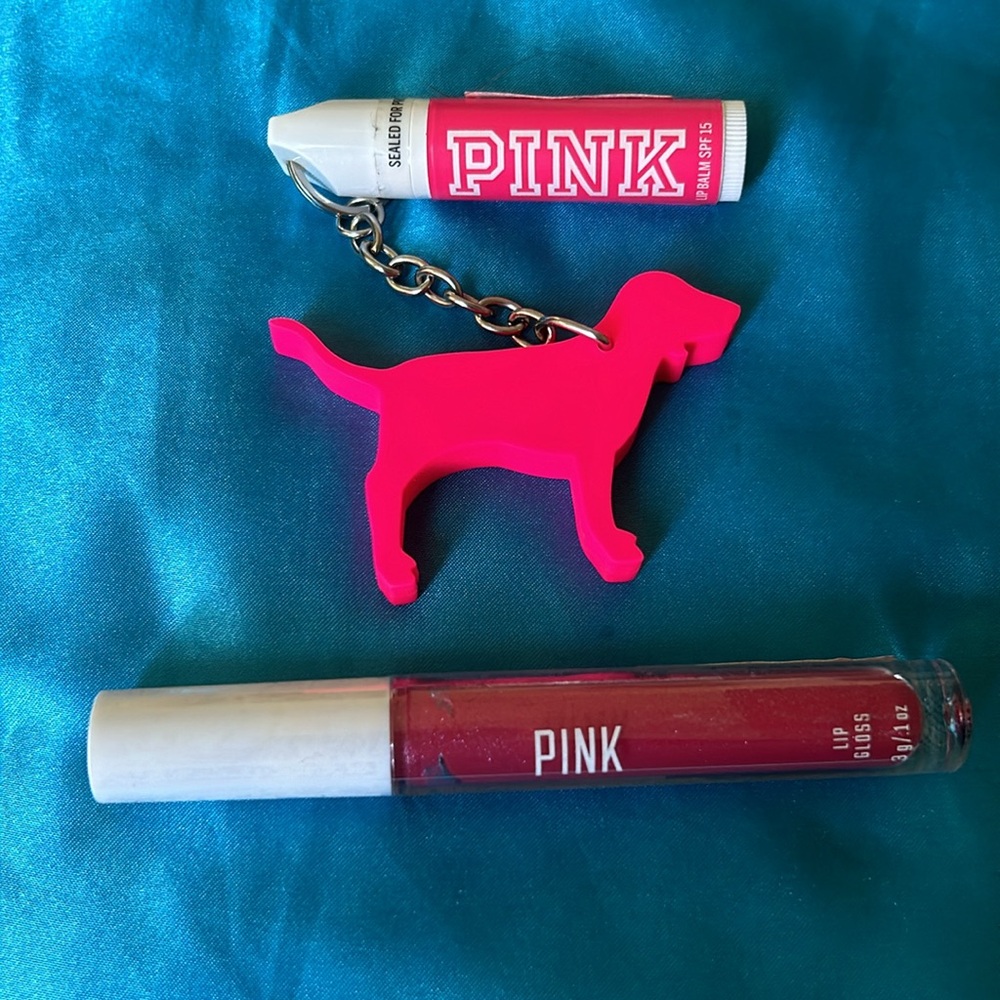 New Pink Bundle lip gloss key chain and full size lip gloss sealed